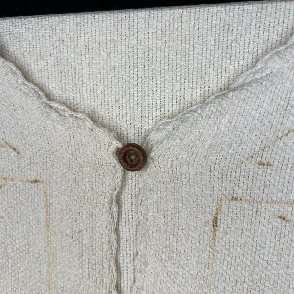 211. Vintage Boho Cream/Ivory Linen Fringed Shacket M - Picture 3 of 8